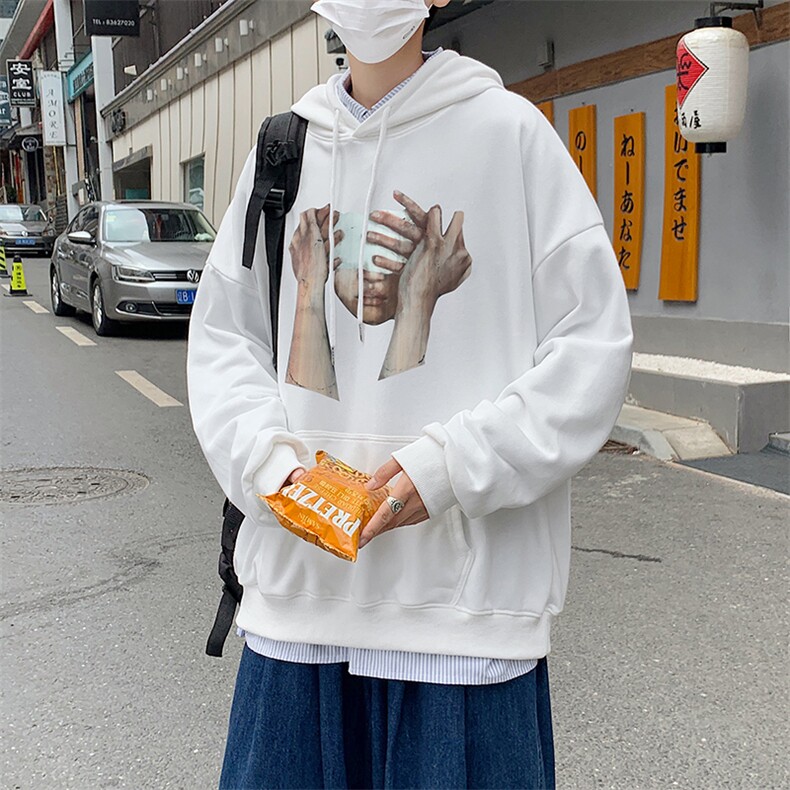 韩版ins潮流发泡印花情侣嘻哈连帽卫衣美式宽松上衣W5228-P30,男装卫衣,星座512-3