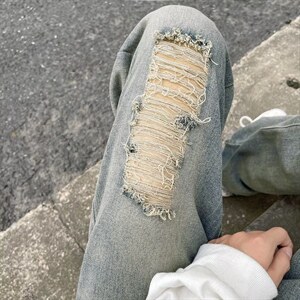 牛仔裤男秋季潮大码休闲裤子高街NK528P38图片