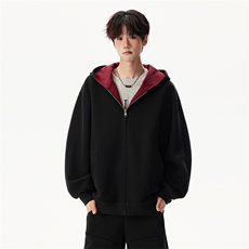 重磅高品质硬挺boxy26春装美式高街结构撞色拼接连帽卫衣开衫外套，女装短外套，电商A486-1