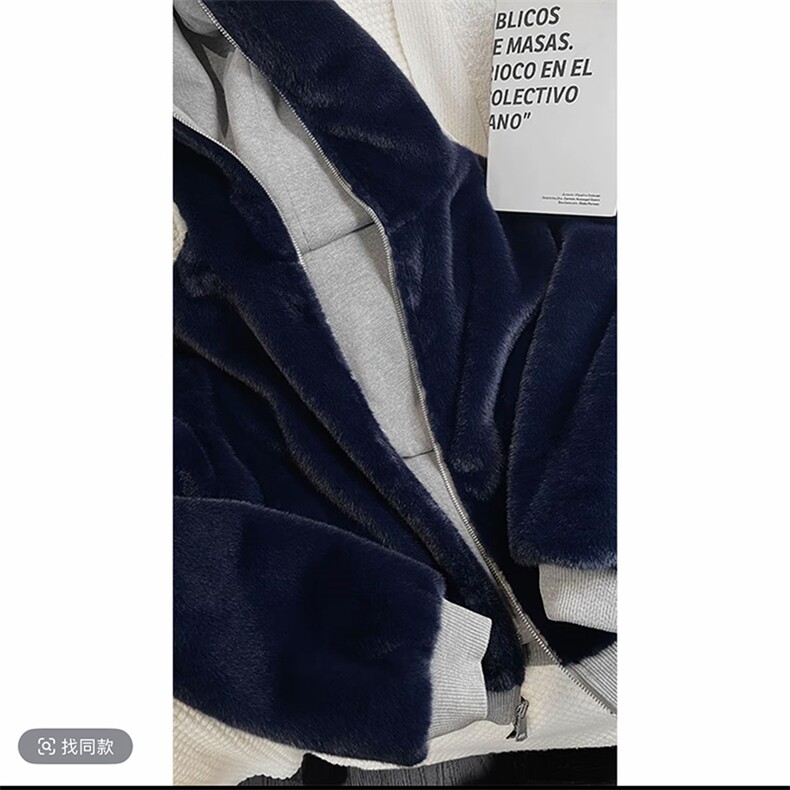 冬季休闲貂绒连帽外套加绒弯刀长裤套装男TZ271-P225现货网图,男装休闲套装,电商B267