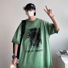 新款短袖港风模特潮牌纯棉手感落肩宽松胖子T恤TC3125-P33控48，男装T恤，星座717