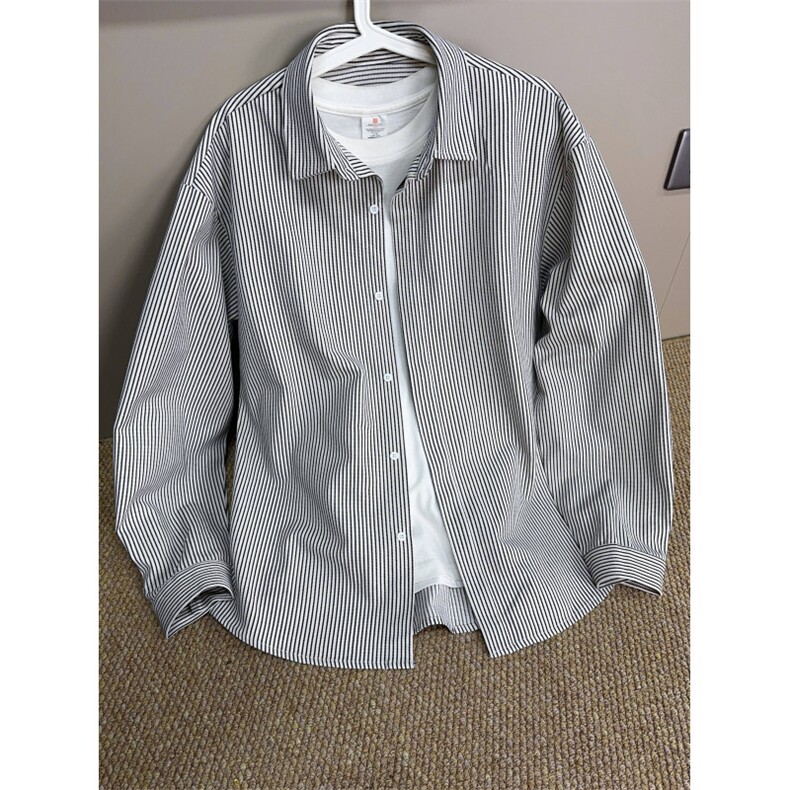 美式ins高街暗黑宽松条纹长袖衬衫SY2540-S-3XL-特P35，男装衬衫，星座417-1（原电商B245）