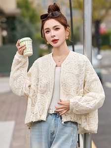 棒球服外套女2025开春新款小个子超好看洋气休闲减龄短款蕾丝夹克图片