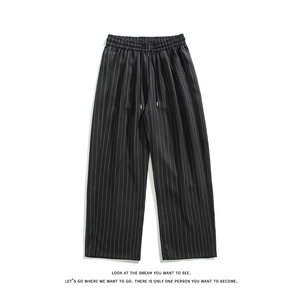 竖条纹山本裤男女夏季慵懒风垂感直筒西裤薄款裤子K8621-特价P37
