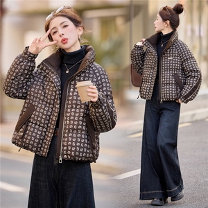 时尚设计感印花短款羽绒服女2025冬季新款白鸭绒加厚保暖防寒图片