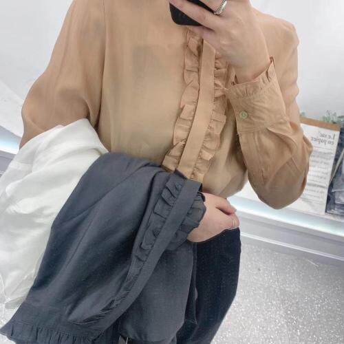 春季新款天丝衬衫，女装衬衫，影白