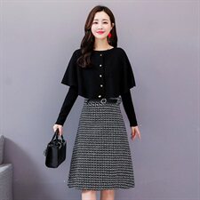 2018年春季气质百搭优雅荷叶边潮流印花潮流两件套，女装套装/套裙，蓝诺裳
