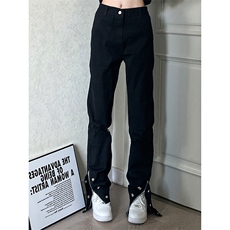 美式高街ins小众拉链hiphop排扣破洞休闲牛仔裤货号K642P6078，男装牛仔裤，电商A063