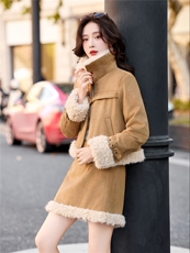 复古毛绒拼接羽绒套装女2025冬新款袢带保暖外套半身裙气质两件套，女装套装/套裙，流量+