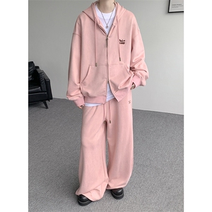 麂皮绒连帽卫衣运动套装男校园风运动服两件套学生班服TZ115-P128