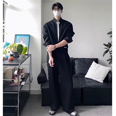现货假两件层次感重磅立领卫衣套装上衣W202-P60卫裤KK303-P50，男装休闲套装，星座1213