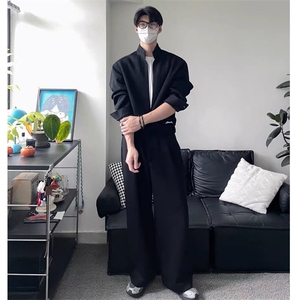 现货 假两件层次感重磅立领卫衣套装 上衣W202-P60 卫裤KK303-P50图片