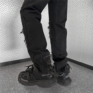 破洞直筒牛仔裤A061-AN00038-P60控88-85棉8.5聚酯纤维6.5粘纤图片
