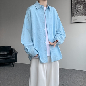 8XL-M泡泡纱盐缩肌理长袖衬衫男夏季冰丝外套防晒衬衣CS29007P40图片