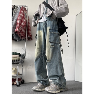 高街街头hiphop潮流设计工装牛仔裤百搭休闲裤N027-P55图片