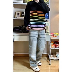 B221 美式ins高街暗黑重工艺宽松直筒牛仔裤 LK23125-P65 控88图片