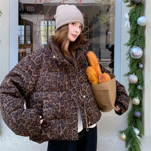 现货！放心推！洋气豹纹羽绒服女2025冬新款女装白鸭绒外套图片