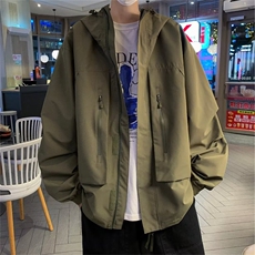日系复古工装连帽外套男春秋潮宽松冲锋衣新款vibe夹克JK248-P65，男装夹克，星座1008