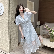 好数据夏季新款温柔风软糯刺绣+拼花边连衣裙女182-8712P155K238，女装连衣裙，帛香坊