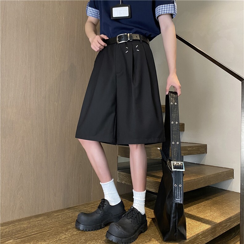 2025夏季新款美式简约双褶宽松五分西裤B315-K25763-特p30控58,男装休闲裤,电商B315