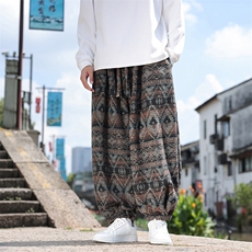 2025秋冬新款加厚保暖民族风灯笼裤风宽松休闲裤2530-P75，男装民族服装，电商A057B