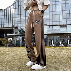 美式复古五角星刺绣直筒休闲裤宽松百搭长裤男CK102-P40，男装休闲裤，星座1109-3