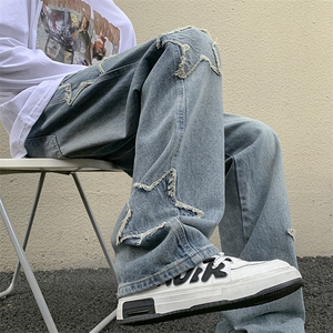 美式高街vibe风裤子潮流牛仔裤男设计感宽松拖地长裤N08811-P43图片