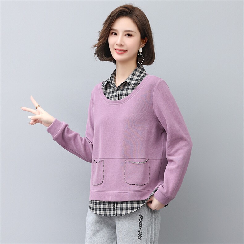 2024年秋季新款韩版休闲百搭卫衣女长袖气质减龄上衣服女打底衫棉,女装卫衣/绒衫,忆绮罗
