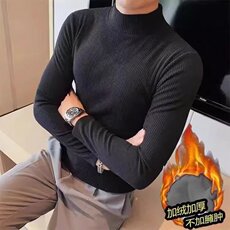 【003】半高领男士长袖中领T恤百搭休闲修身内搭上衣A079-T99-P37，男装T恤，电商A079