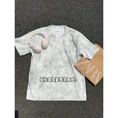 扎染肌理感重磅V领冰感短袖t恤男女夏季吸汗衣服潮牌宽松凉感半袖，男装背心/马甲，星座1210-1