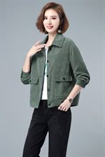 2020年秋冬季新款灯芯绒短款外套女通勤韩版女士上衣自主图，女装短外套，伊满意