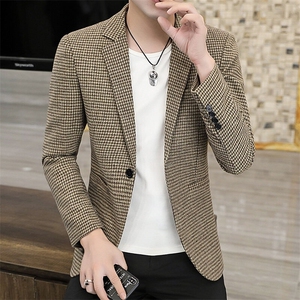 XZ8596P85新款男士西服小西装韩版时尚格子休闲西服外套西装男图片