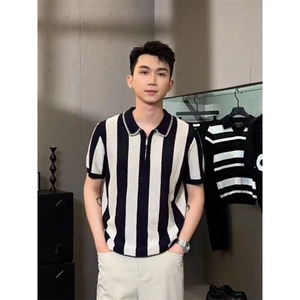 夏季新款欧洲站顶奢时尚POLO衫男士短袖半拉链上衣半袖 T3911图片