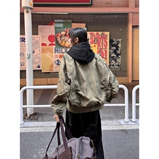 美式复古工装外套男女春秋设计感宽松百搭休闲飞行夹克W6517-P90，男装夹克，星座412-1