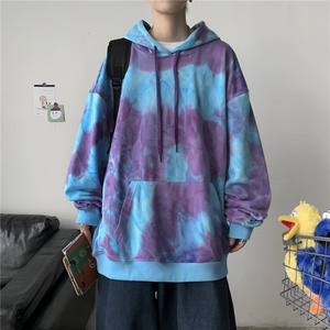 秋冬港风扎染连帽卫衣外套套头中性风ins潮情侣宽松休闲 H205/P65图片