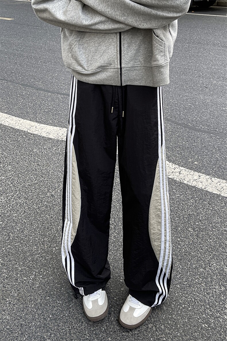 8XL-M加绒加厚条纹工装裤束脚休闲阔腿美式运动裤男K9116P58控78,男装休闲裤,电商D206-1