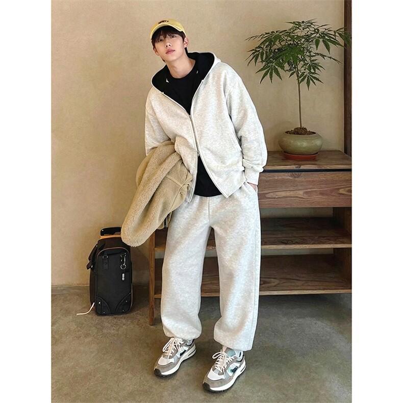 双拉链头重磅420克卫衣撞色连帽开衫美式情侣外套WY5816P52，女装短外套，电商A178