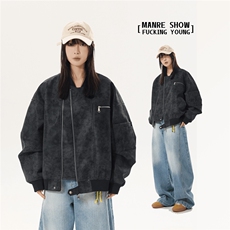 美式复古机车皮衣高级感廓形外套痞帅街头飞行夹克Y1037-P89网图，男装夹克，电商B245