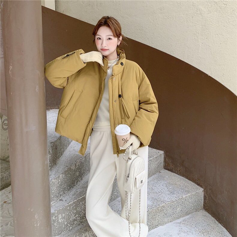 设计感宽松羽绒服女冬季短款小个子立领加厚防风保暖90白鸭绒外套,女装羽绒服,维壹