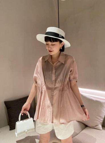 天丝褶皱小衫，女装，Da.金