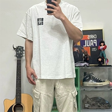 万针全刺绣工艺抖音得物高品质260克重磅纯棉双纱美式高街短袖T恤，男装T恤，电商A486