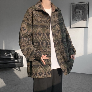 8XL-M复古大码民族风衬衫男款秋冬季加厚粗呢藏式外套CS29001P68图片