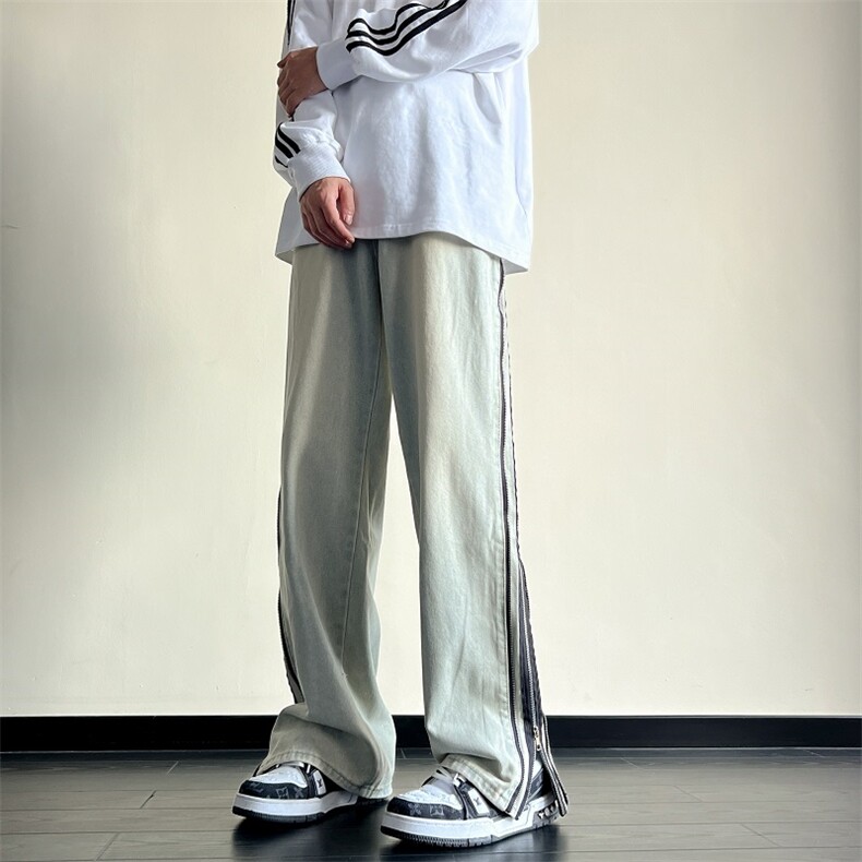 美式侧边拉链牛仔裤裤子直筒裤212-2-NZ035-特P55,男装牛仔裤,星座808A-1