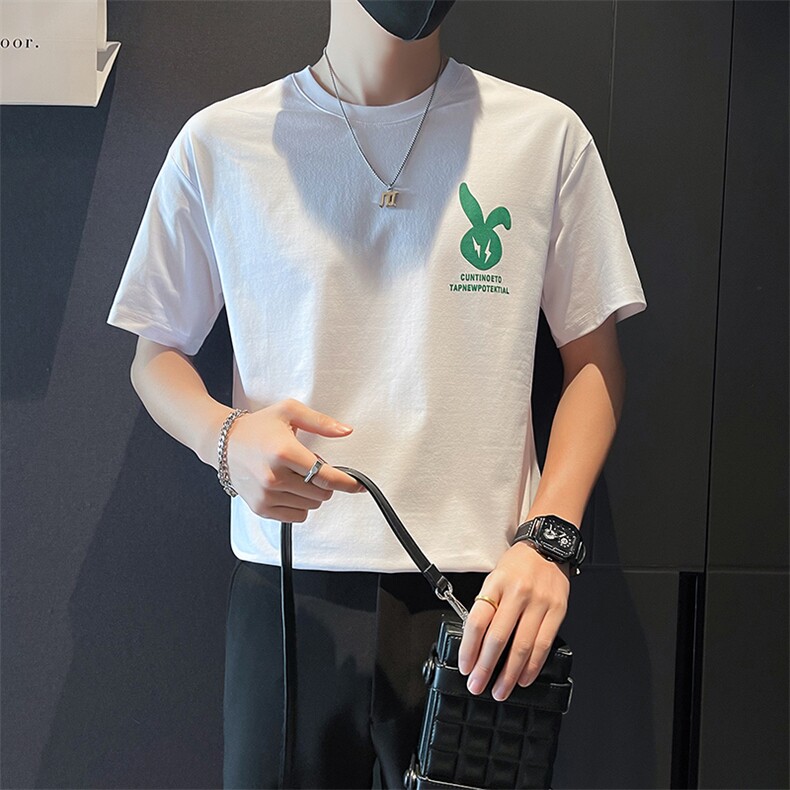 TX24-P38夏季T恤男短袖半截袖新款男装上衣痞青年半袖-黑1控58,男装T恤,电商D327