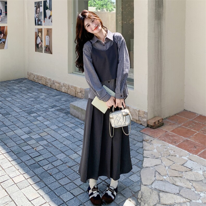 26春装现货条纹衬衣吊带半身裙三件套2C0323121P175K258,女装套装/套裙,2C032
