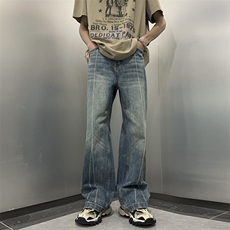 牛仔裤男韩版潮流拼色痞子帅气高街2023夏季新款ins长裤RK188-P45，男装牛仔裤，星座412-3