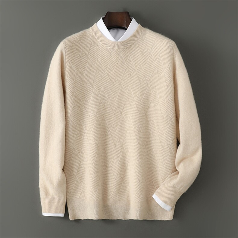 2025百搭时尚简约圆领长袖羊毛衫男款，男装羊毛衫，千国羊绒