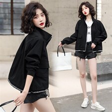 港风棒球服小个子短外套2021年春季新款韩版百搭宽松短外套女，女装短外套，辉之琳