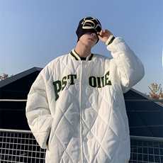 冬季潮牌加厚运动棉衣外套新款菱形格棒球服棉服男士W7984-P70，男装棉衣，星座512-4