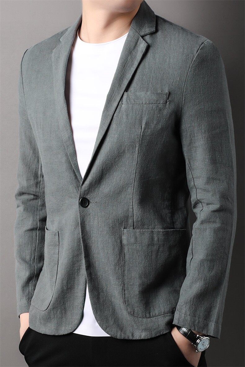 F82300钱塘2020-1春夏新款高品质男装亚麻西服修身男士外套P130,男装西服,钱塘207-1